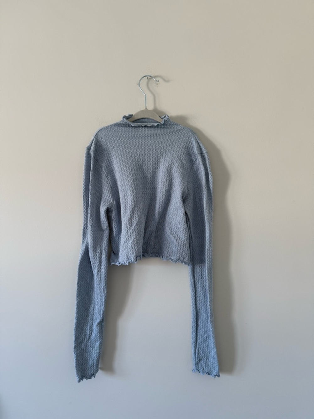 GARAGE Light Blue Waffle Cropped Long-Sleeve Top